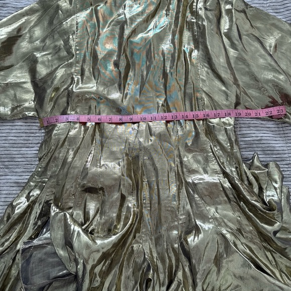 *ARCHIVE* RHODE Gold Lamè Ella Mini Dress Size S/M DEFECTS NEEDS WORK - Picture 6 of 13